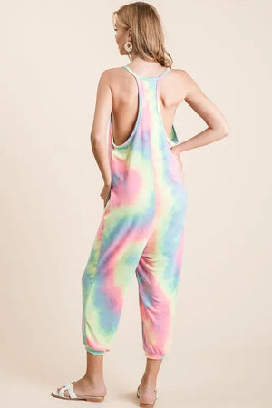 Pastel Tie Dye French Terry Beach Jumpsuit women outfit ideas