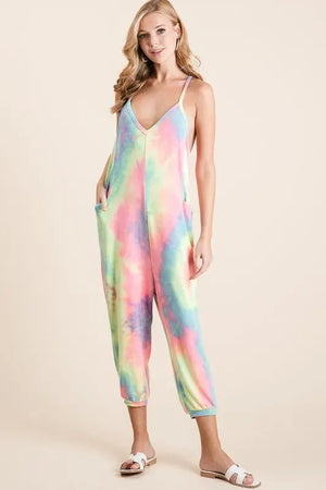 Pastel Tie Dye French Terry Beach Jumpsuit women outfit ideas