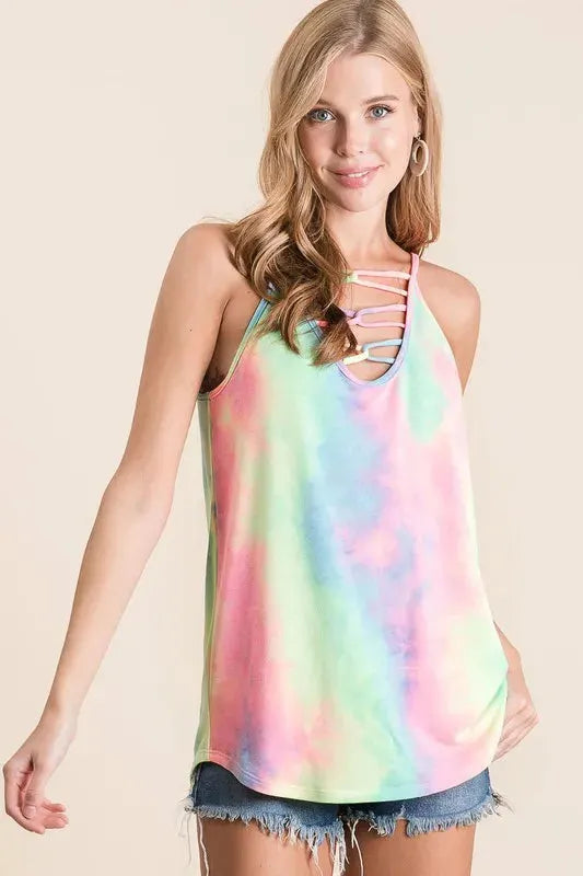Pastel Tie Dye Terry Beach Camisole with Caged Neck women outfit ideas