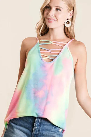 Pastel Tie Dye Terry Beach Camisole with Caged Neck women outfit ideas