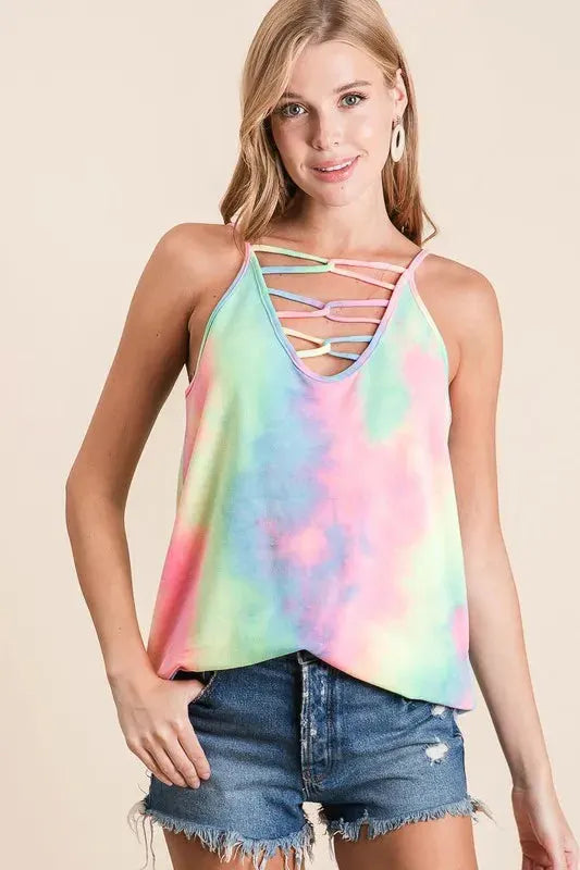Pastel Tie Dye Terry Beach Camisole with Caged Neck women outfit ideas