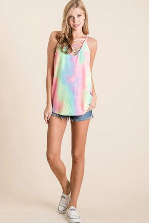 Pastel Tie Dye Terry Beach Camisole with Caged Neck women outfit ideas