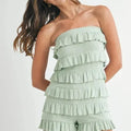 Pointelle Knit Ruffled Beach Romper in Light Sage women outfit ideas