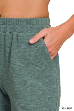 Relaxed Cotton Slub Beach Shorts in Ash Jade women outfit ideas