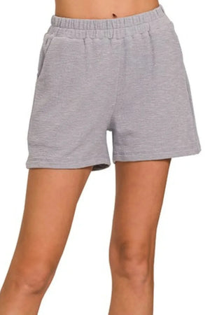 Relaxed Cotton Slub Beach Shorts in Sleet Grey women outfit ideas