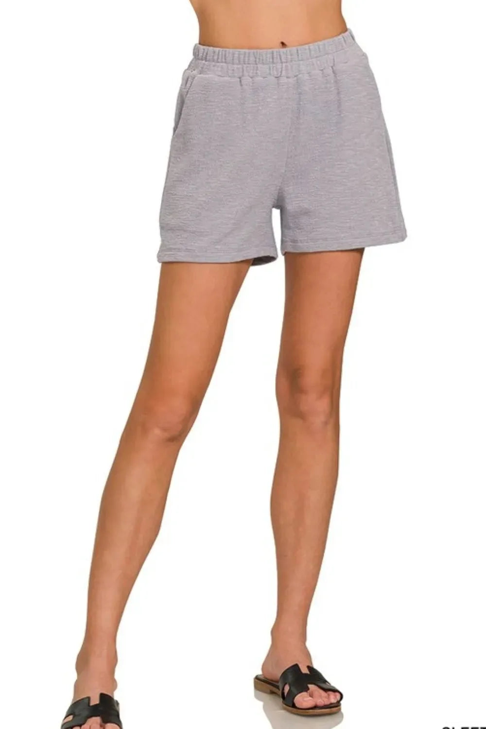 Relaxed Cotton Slub Beach Shorts in Sleet Grey women outfit ideas