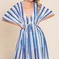 Royal Blue Striped Beach Cover-Up with Tie-Front women outfit ideas