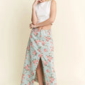 Seaside Bloom Floral Denim Maxi Beach Skirt women outfit ideas