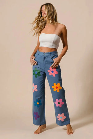 Seaside Floral Straight Leg Beach Pants women outfit ideas
