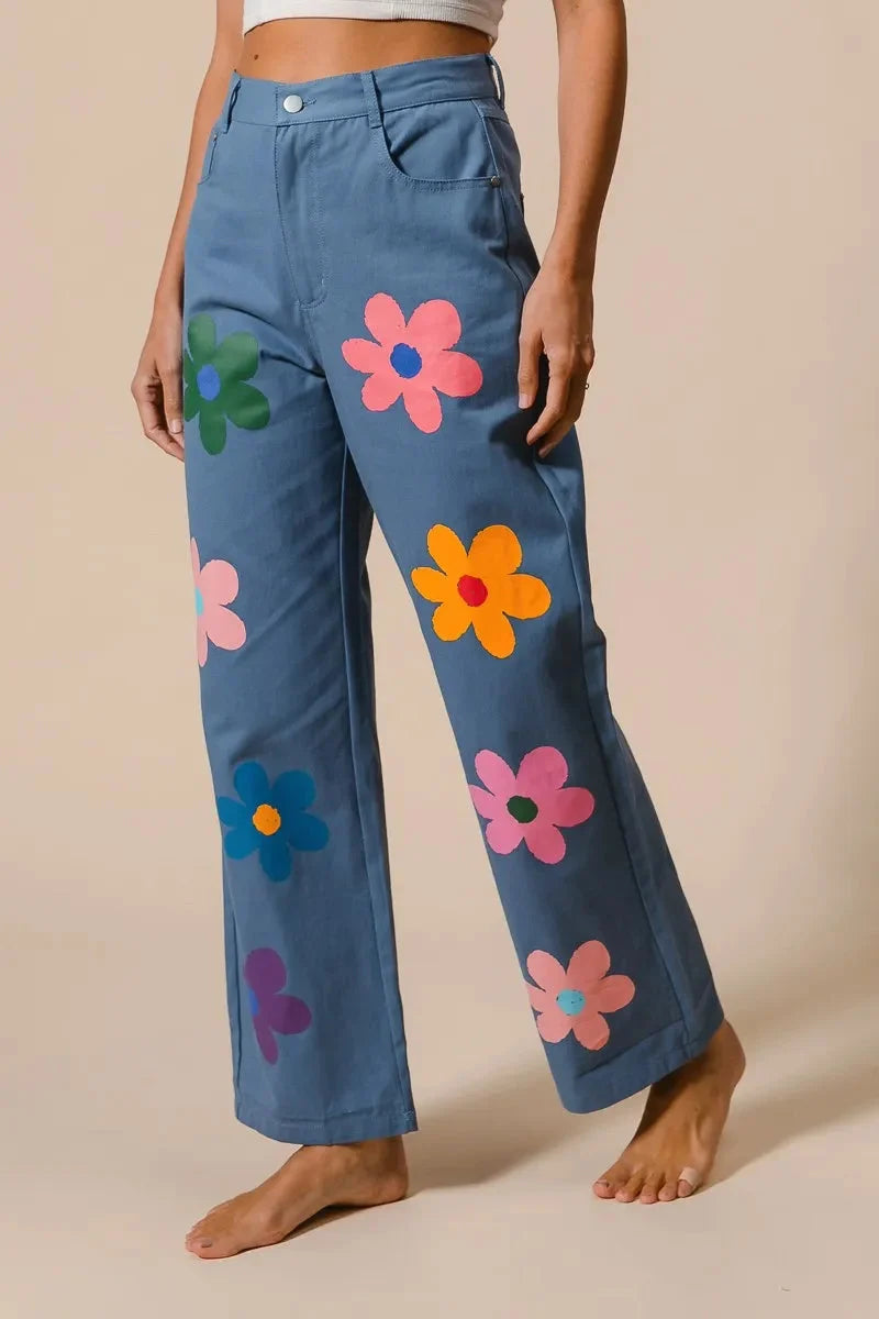 Seaside Floral Straight Leg Beach Pants women outfit ideas