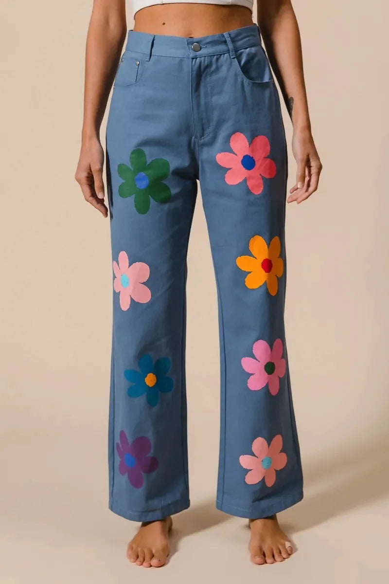 Seaside Floral Straight Leg Beach Pants women outfit ideas