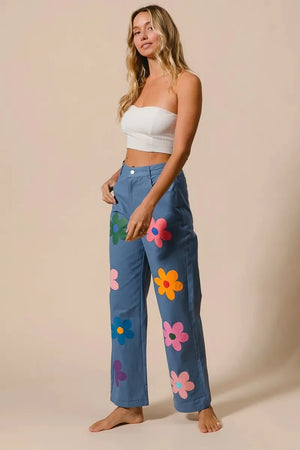 Seaside Floral Straight Leg Beach Pants women outfit ideas