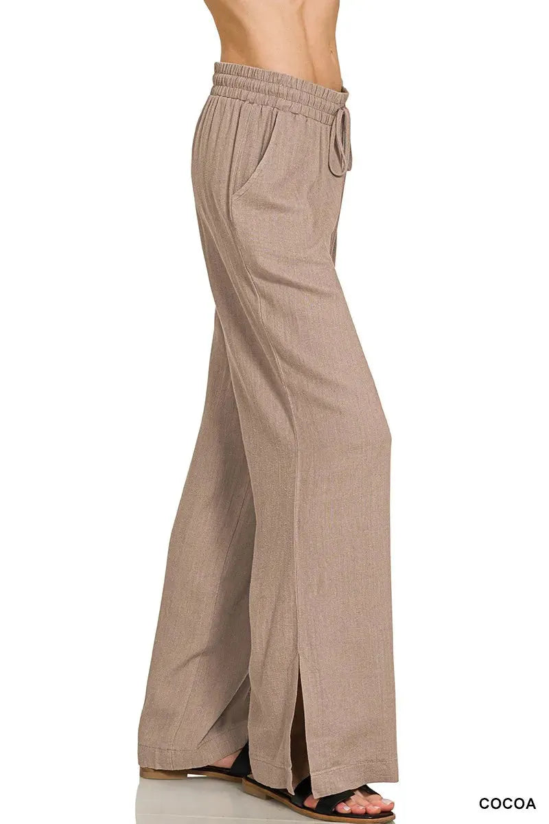 Seaside Linen Blend Drawstring Beach Pants in Cocoa women outfit ideas