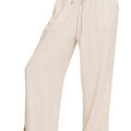 Seaside Linen Drawstring Beach Pants in Sand Beige women outfit ideas