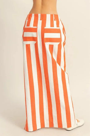 Seaside Striped Cotton Beach Maxi Skirt women outfit ideas