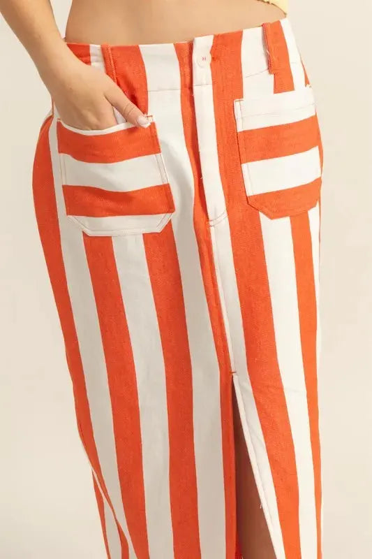 Seaside Striped Cotton Beach Maxi Skirt women outfit ideas