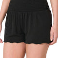 Smocked Elastic Waist Beach Shorts in Classic Black women outfit ideas