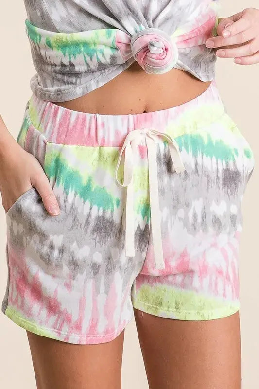 Soft Cotton Tie-Dye Beach Shorts with Drawstring women outfit ideas