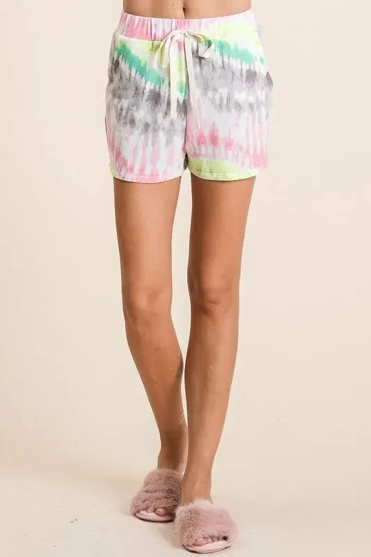 Soft Cotton Tie-Dye Beach Shorts with Drawstring women outfit ideas