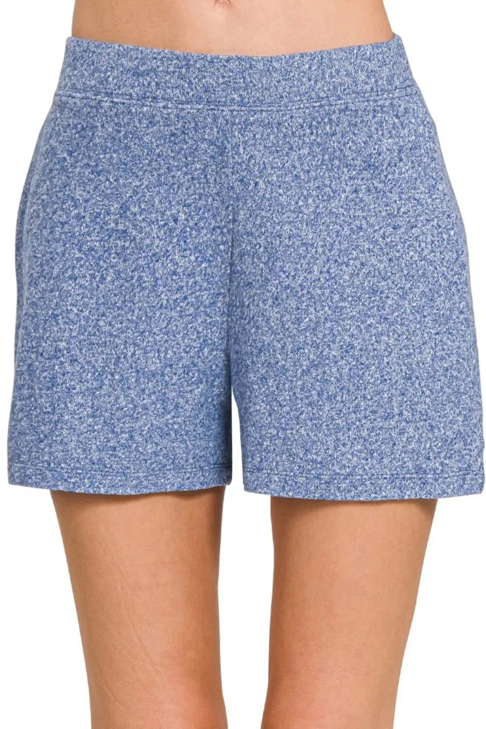 Soft Hacci Beach Shorts with Elastic Waist in Light Navy women outfit ideas