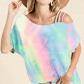 Strapped One-Shoulder Pastel Tie-Dye Beach Top women outfit ideas