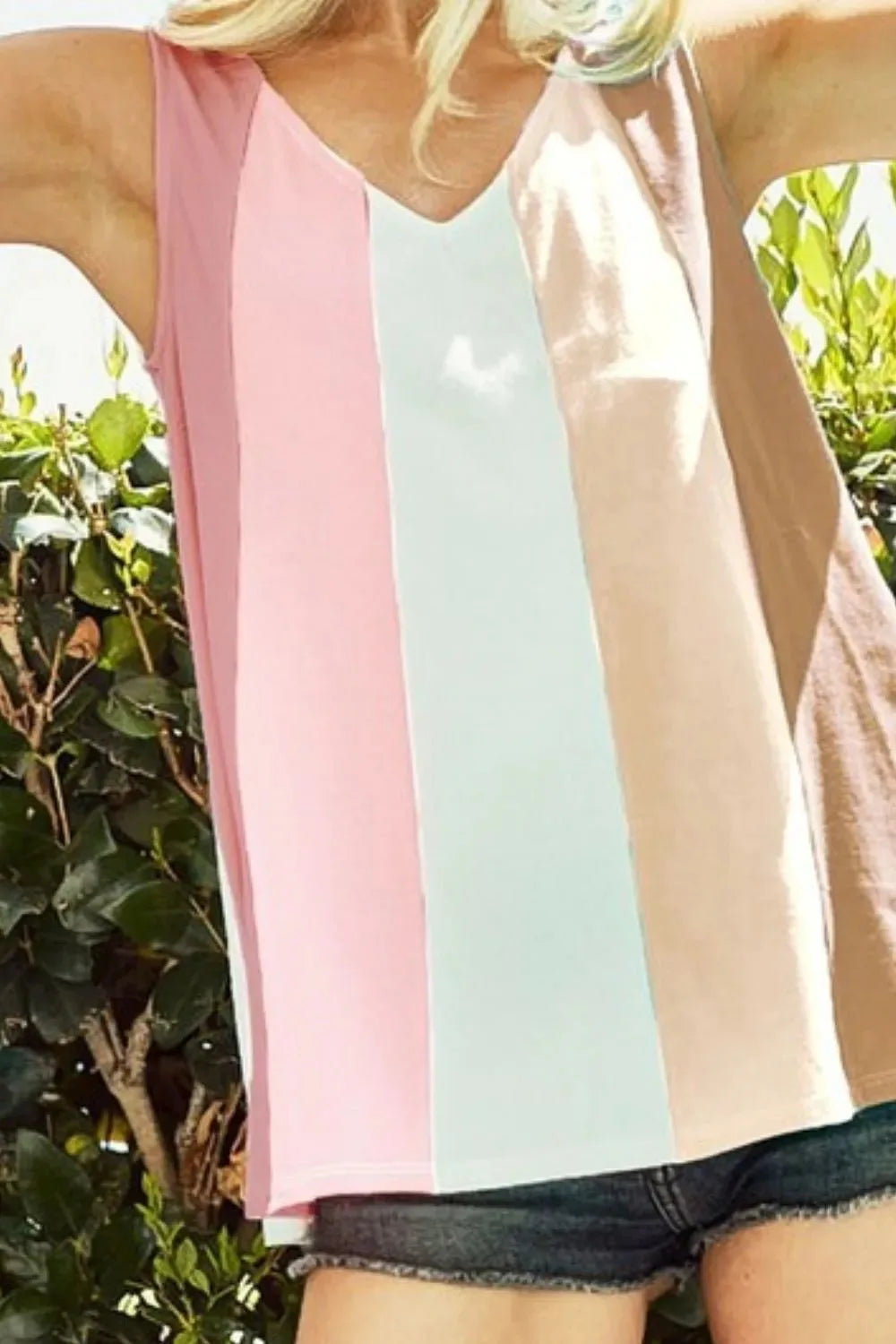 Sunset Beach Color Block Cotton Knit Top women outfit ideas