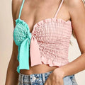 Sunset Beach Color Block Smocked Top in Mint & Light Pink women outfit ideas