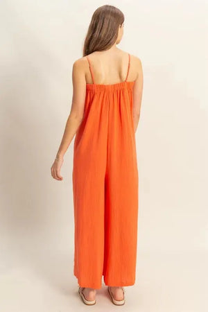 Sunset Beach Flowy Gauze Cami Jumpsuit women outfit ideas