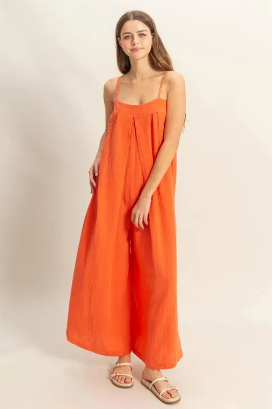 Sunset Beach Flowy Gauze Cami Jumpsuit women outfit ideas