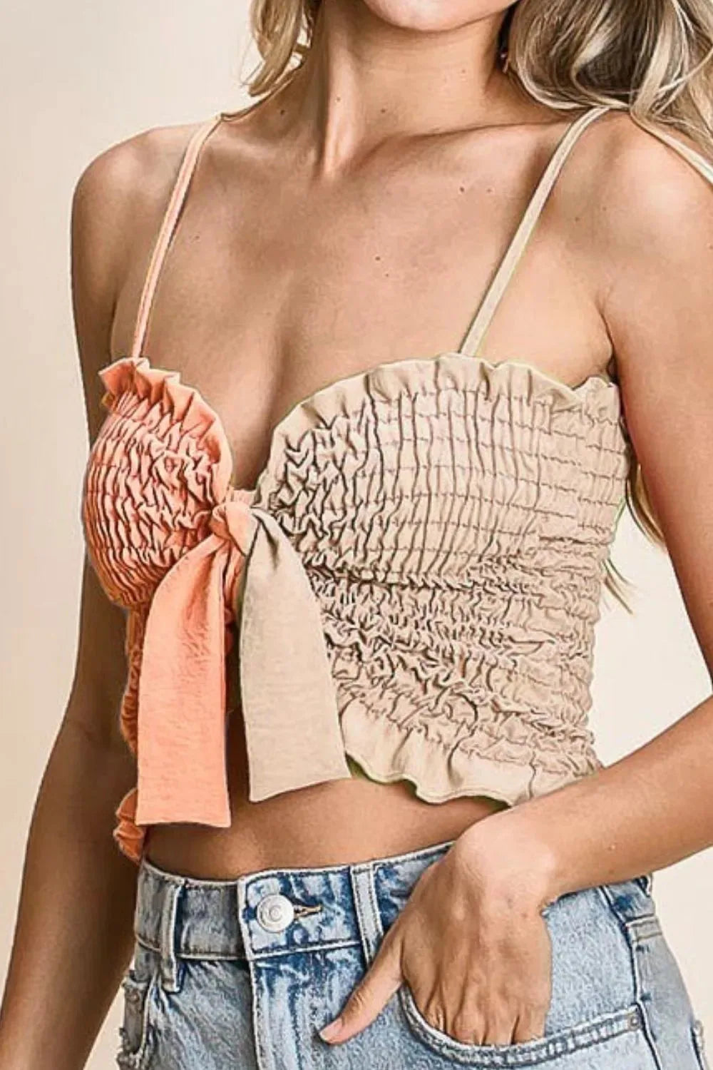 Sunset Beach Smocked Color Block Top women outfit ideas