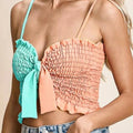 Sunset Beach Smocked Color Block Top in Mint/Peach women outfit ideas