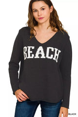 Sunset Beach V-Neck Sweater in Classic Black women outfit ideas