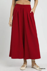 Sunset Crimson Flowy Wide-Leg Beach Pants for Coastal Nights women outfit ideas