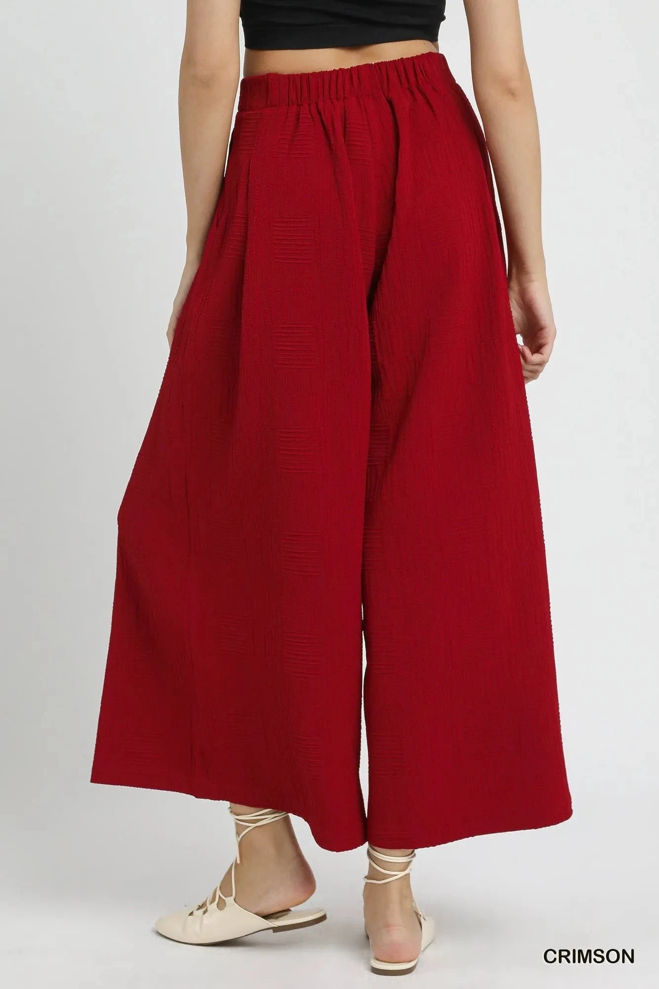 Sunset Crimson Flowy Wide-Leg Beach Pants for Coastal Nights women outfit ideas
