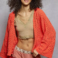 Sunset Crochet Beach Cardigan in Neon Orange women outfit ideas