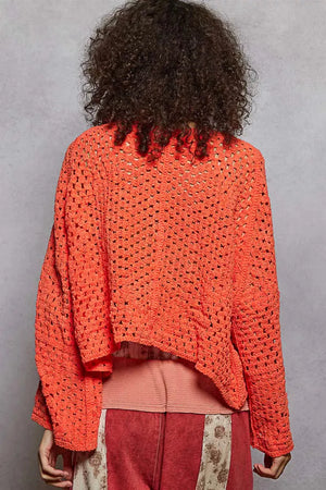 Sunset Crochet Beach Cardigan in Neon Orange women outfit ideas