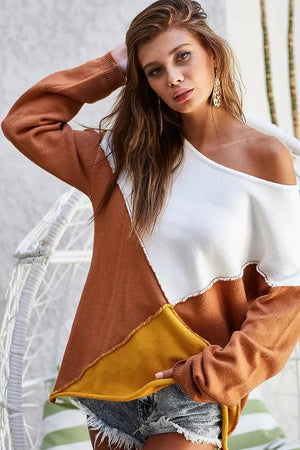 Sunset Geometric Color Block Beach Sweater women outfit ideas