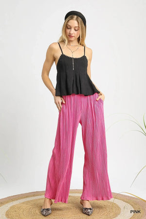 Sunset Pink Pleated Wide Leg Beach Pants women outfit ideas