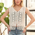 Sunset Stroll Crochet Beach Vest in Ivory women outfit ideas