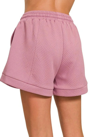 Sunset Stroll Textured Beach Shorts in Light Rose women outfit ideas