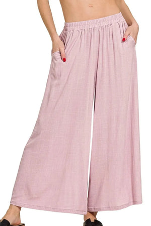 Sunset Stroll Wide-Leg Beach Pants in Light Rose women outfit ideas