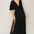 Sunset Tie-Back Maxi Beach Cover-Up Dress in Black women outfit ideas