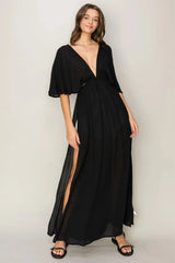 Sunset Tie-Back Maxi Beach Cover-Up Dress in Black women outfit ideas