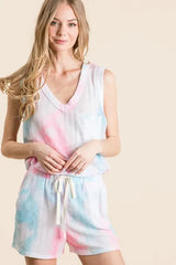 Sunset Tie-Dye Textured Beach Top & Shorts Set women outfit ideas