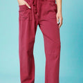 Sunset Wide Leg Cotton Beach Pants in Wine Red women outfit ideas