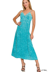 Tencel Mineral Wash Beach Maxi Dress in Light Teal