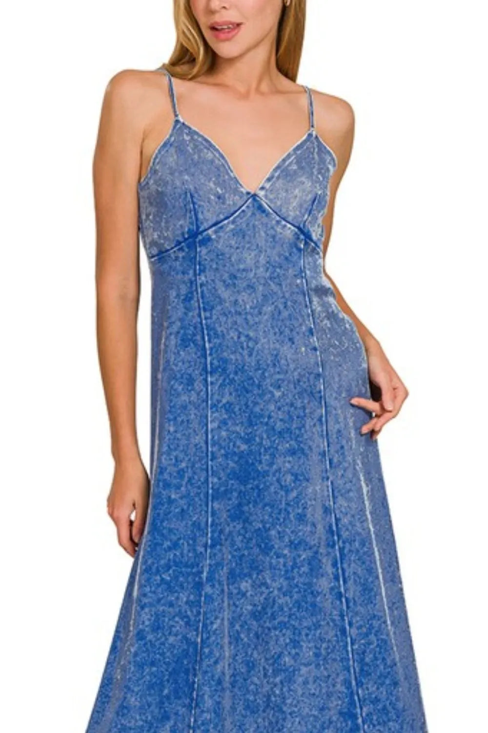 Tencel Mineral Wash Maxi Beach Dress in Classic Blue