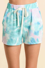 Tidal Tie-Dye Drawstring Beach Shorts in Pastel Green women outfit ideas
