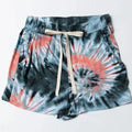Tie-Dye Drawstring Beach Shorts in Charcoal Blush women outfit ideas