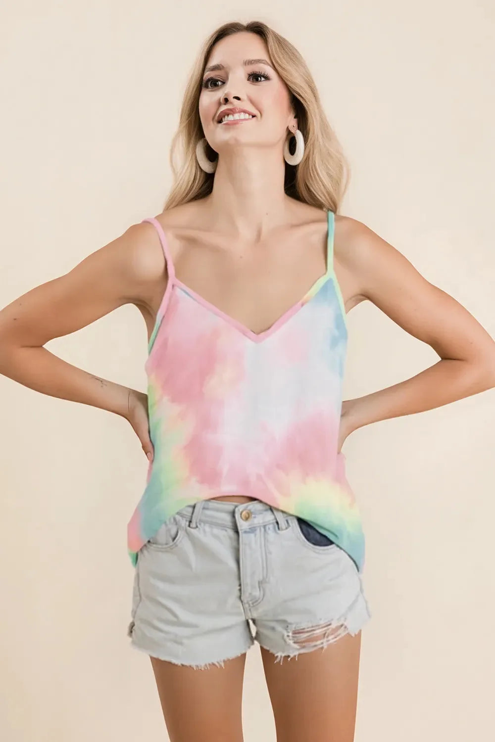 Tie Dye French Terry Beach Cami in Pink Multi women outfit ideas